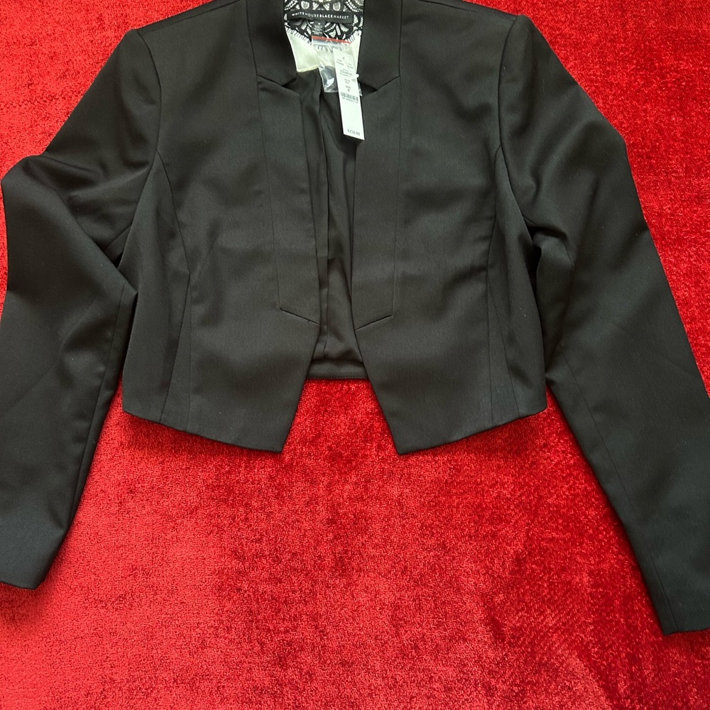 White House Black Market Cropped Black Blazer - Picture 5 of 7
